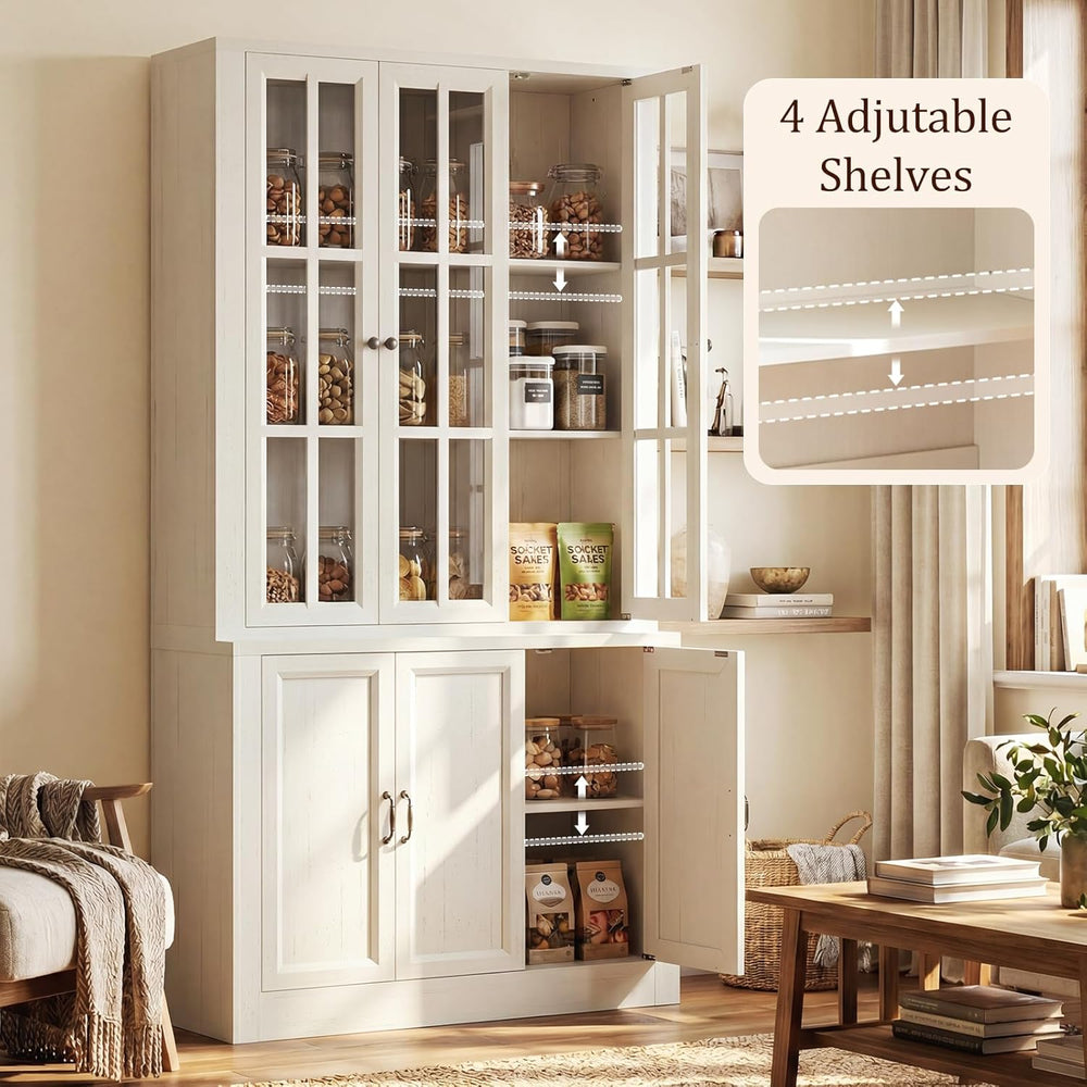 80" Modular Kitchen Pantry Cabinet, 2-in-1 Freestanding Tall Pantry Cabi...