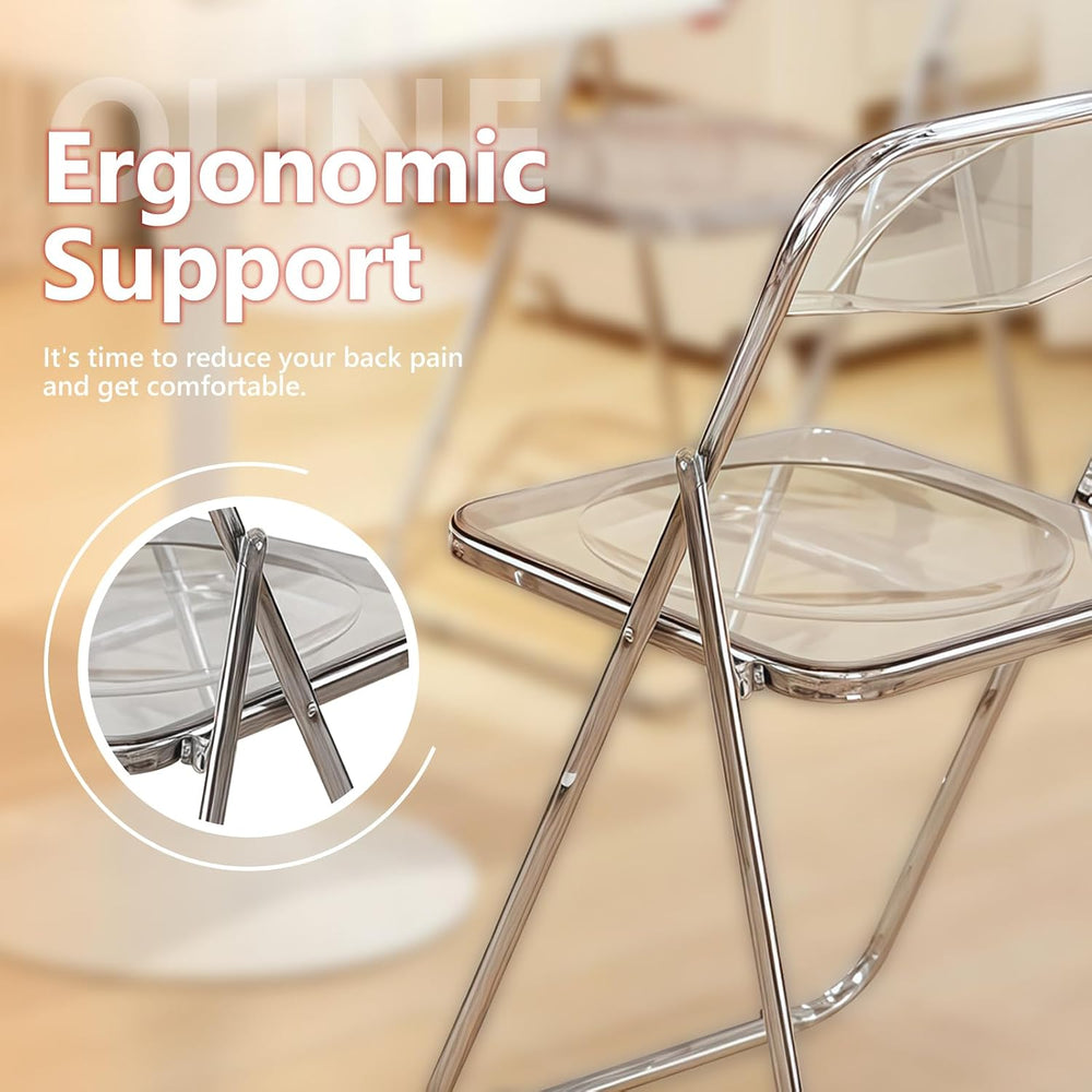 JPBSTO 2 Pack Clear Plastic Folding Chairs - Modern Duo Stackable for Studio ...