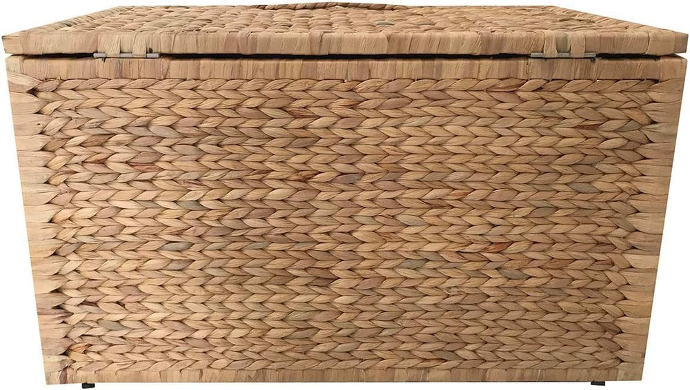 eHemco Water Hyacinth Wicker Storage Trunk, Natural, 30x17.5x17.5 Inches | Sa...