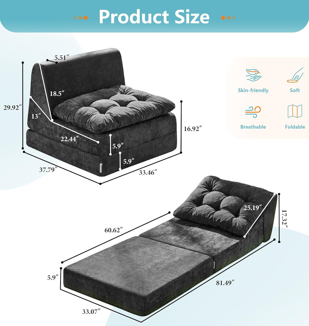 Hobestluk Sofa Couch Folding Sofa Bed Comfy Floor Lounger Convertible Sofa wi...