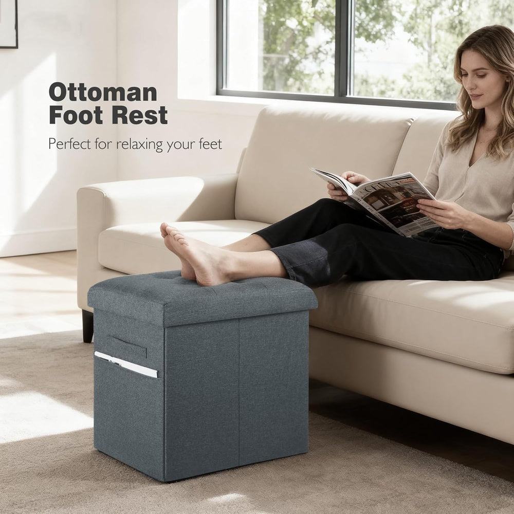 Storage Ottoman, Foot Rest Stool with Thicker Foam Padded Seat. 61L Slim Tall...