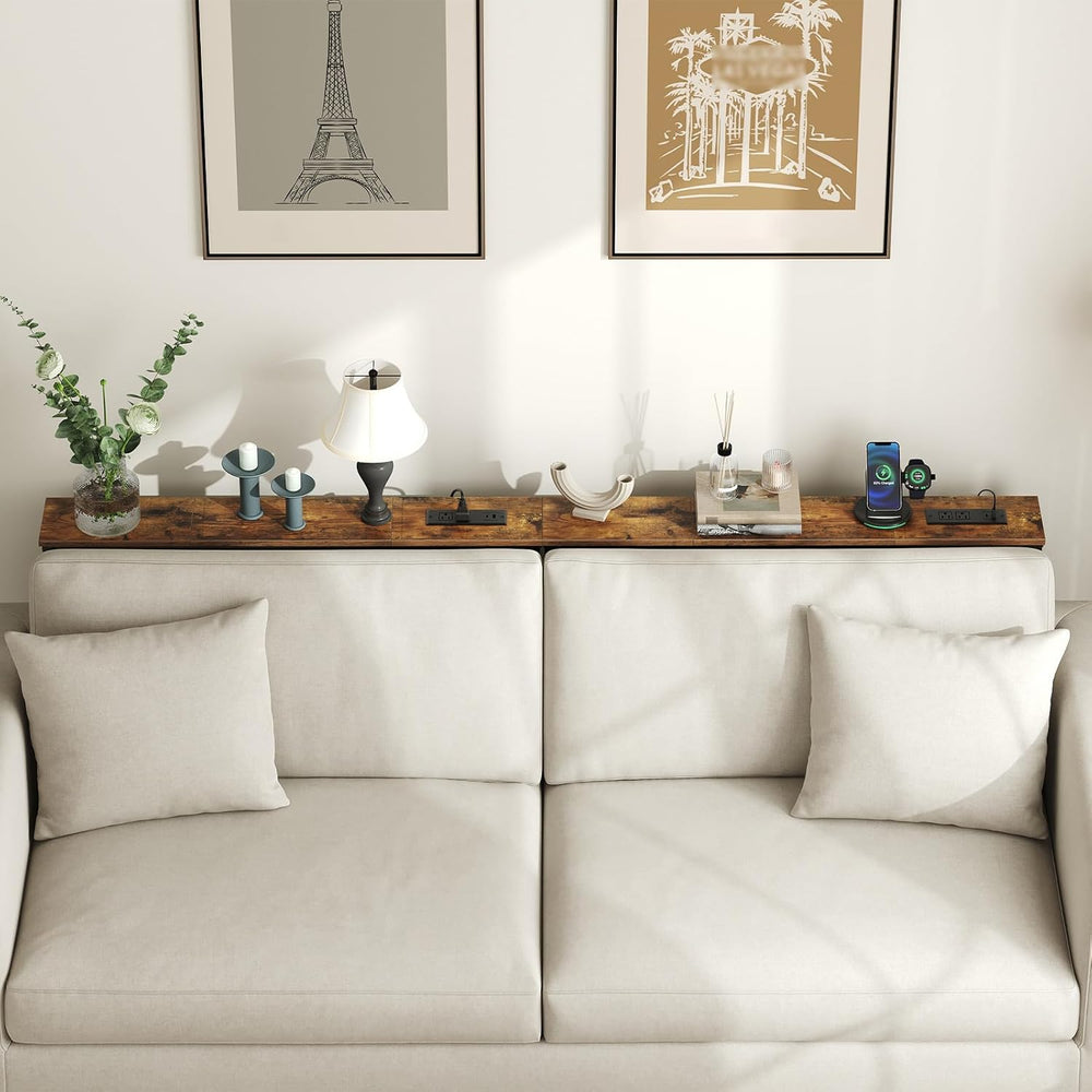 HOOBRO 39.4 Inch Narrow Console Table with Power Outlets, 5.9 Inch Sofa Table...