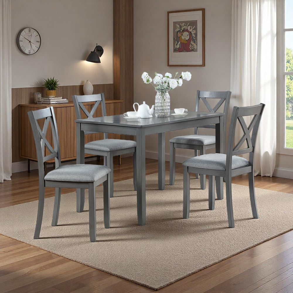 RuiSiSi 5 Piece Dining Table Set for 4, Farmhouse Kitchen Table with 4 Padded...