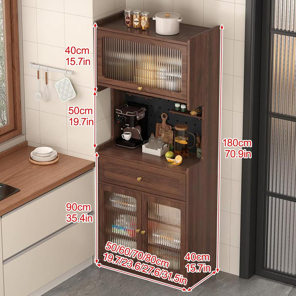 Farmhouse Kitchen Pantry Cabinet with Doors Storage & Adjustable Shelves,...