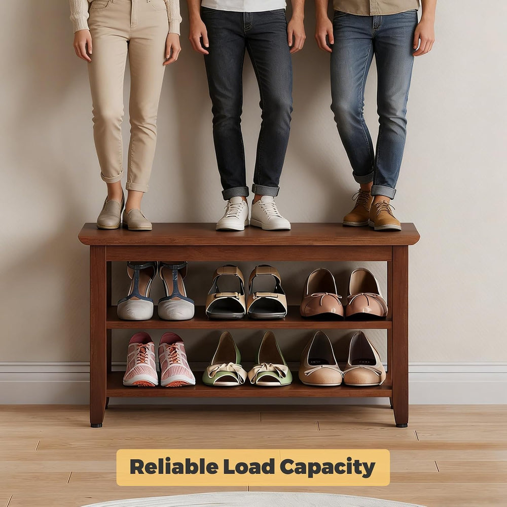 Wood Shoe Bench for Entryway,Bench with Shoe Rack,Storage Shoe Organizer for ...