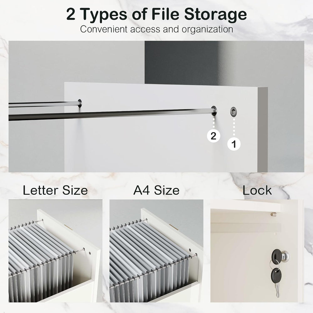 ModernMate 2 Drawers Storage File Cabinet with Lock & Outlet, 31.5W*29.4H...