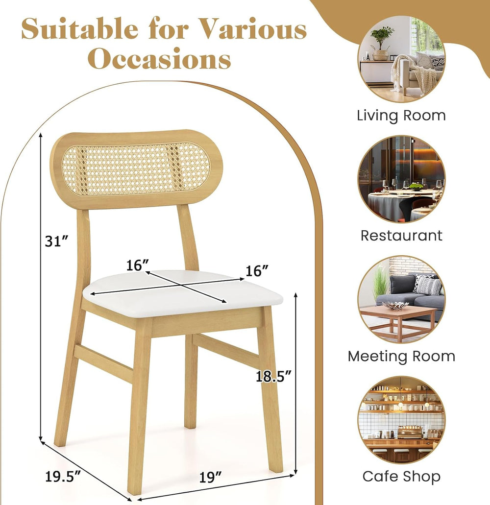 Giantex Wooden Dining Chairs Set of 2, Faux Leather Upholstered Kitchen Chair...