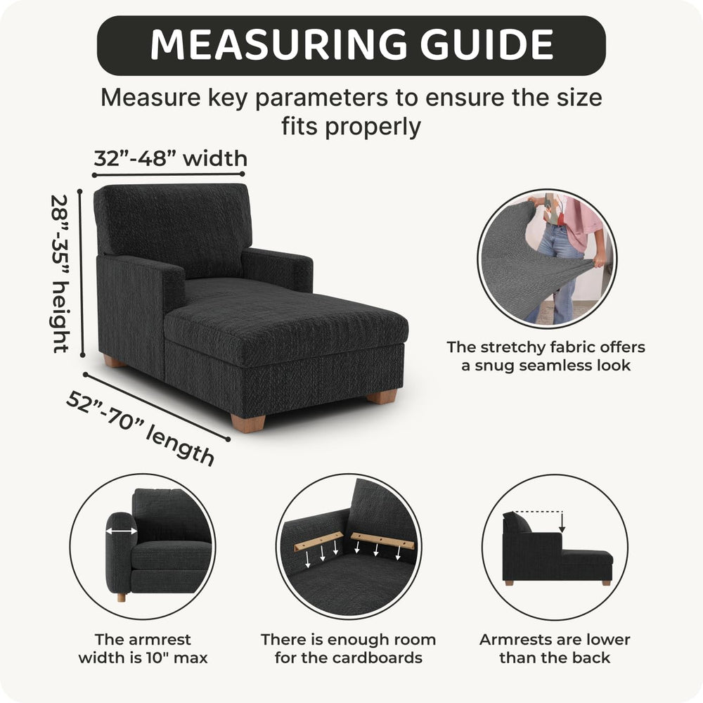 PAULATO Stretch Chaise Lounge Slipcover 1-Piece Non-Slip – Soft Elastic Loung...