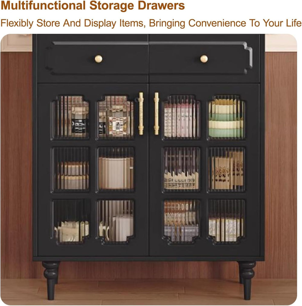 Kitchen Pantry Cabinet, Tall Storage Cabinet, Arched Bookshelf Bookcase, Coff...