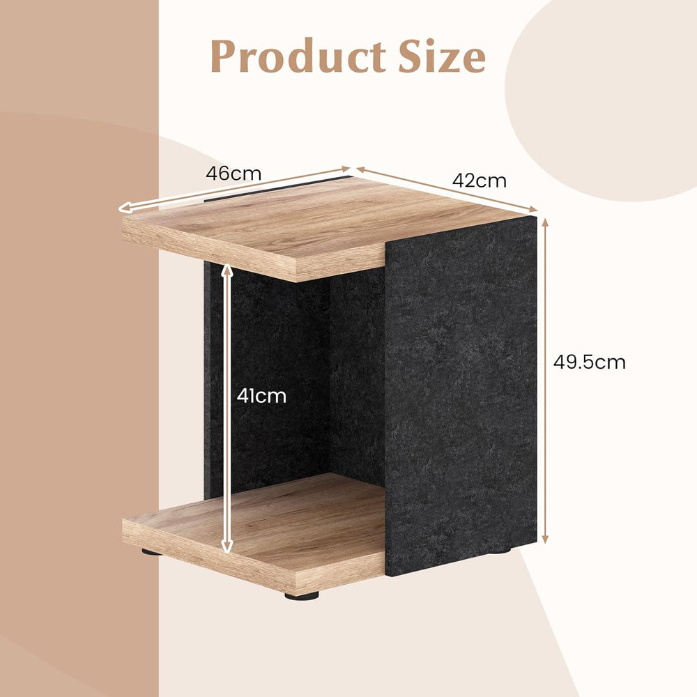 Giantex Modern End Table Set of 2, 2-Tier Sofa Side Table with Open Storage S...