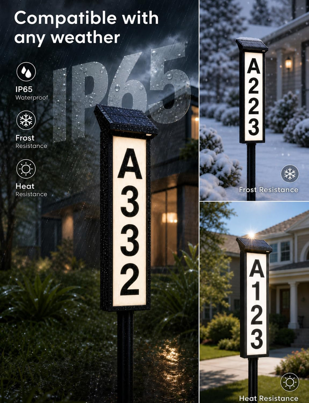 Yeelight Solar Address Sign, House Number for Outside Waterproof, 3-Color LED...