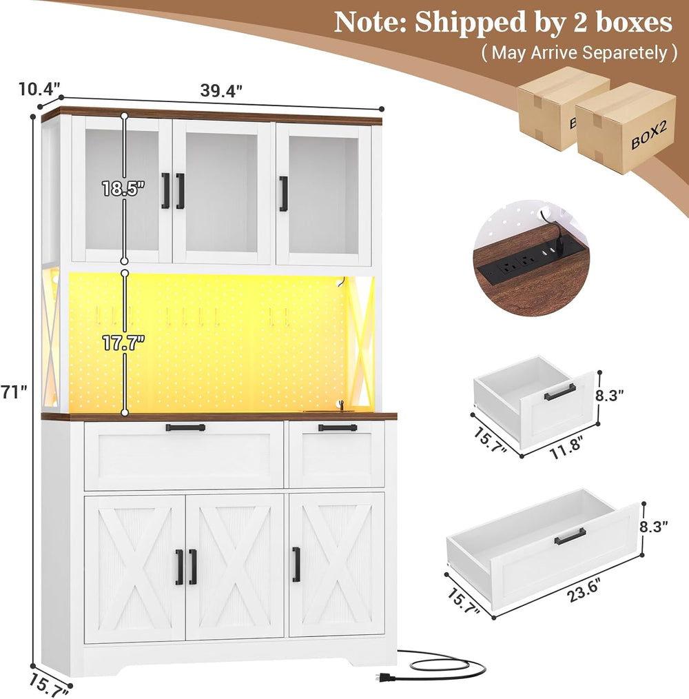 Unikito 71" Tall Pantry Cabinet, Kitchen Pantry Storage Cabinet with Cha...