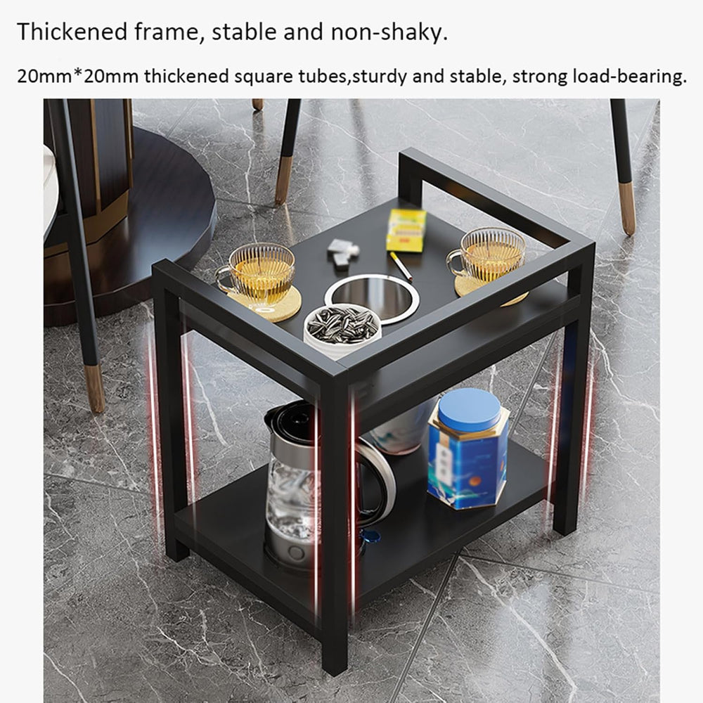 360° Rotating Small Side Table with Storage Rack, Movable Coffee Table with R...