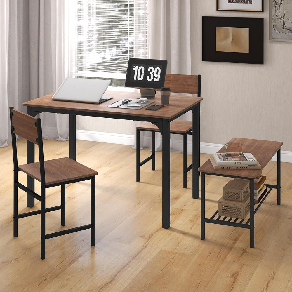 GOFLAME 4-Piece Dining Table Set for 4, Industrial Kitchen Table with 2 Chair...