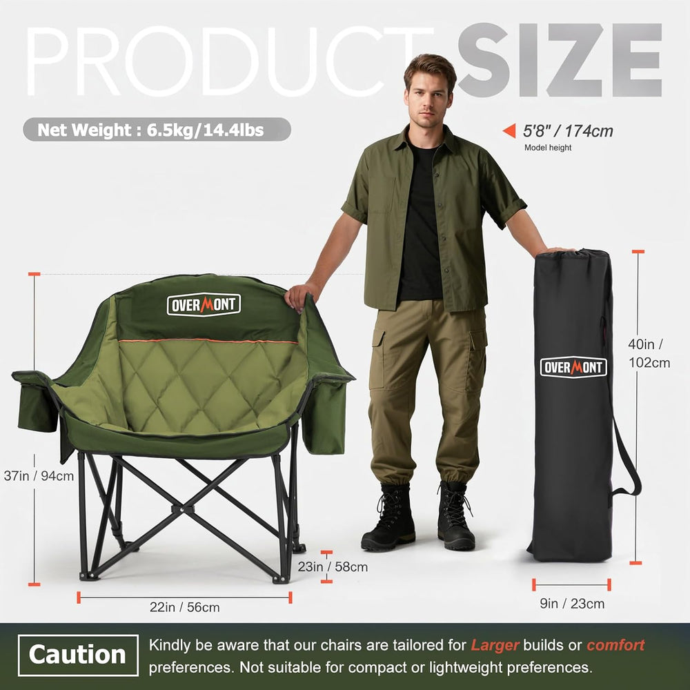 Overmont Oversized XL Camping Chair for Adults - 500lbs Support Heavy-Duty Pa...