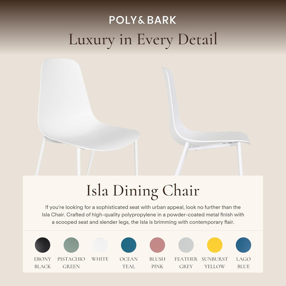 POLY & BARK Isla Modern Dining Chairs Set of 4 – Mid Century Modern Plast...