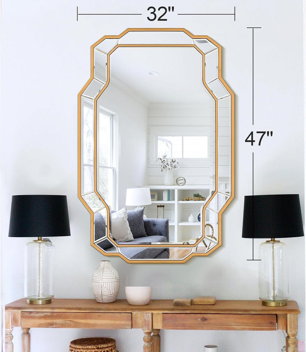 Large Living Room Mirrors, 47''x32'' Gold Bathroom Mirror for...