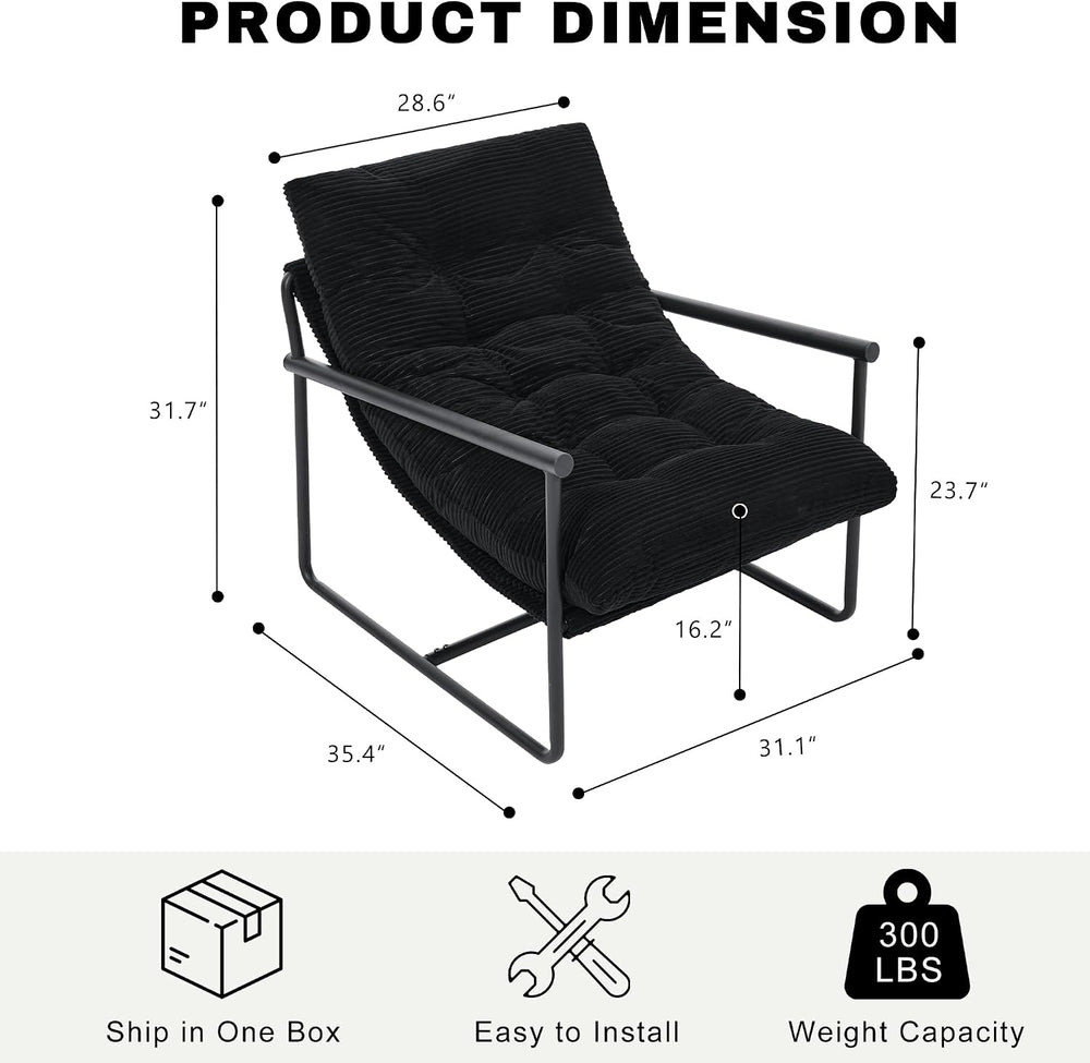 Modern Accent Chair for Living Room,Arm Chair with Metal Frame,Upholstered Ar...