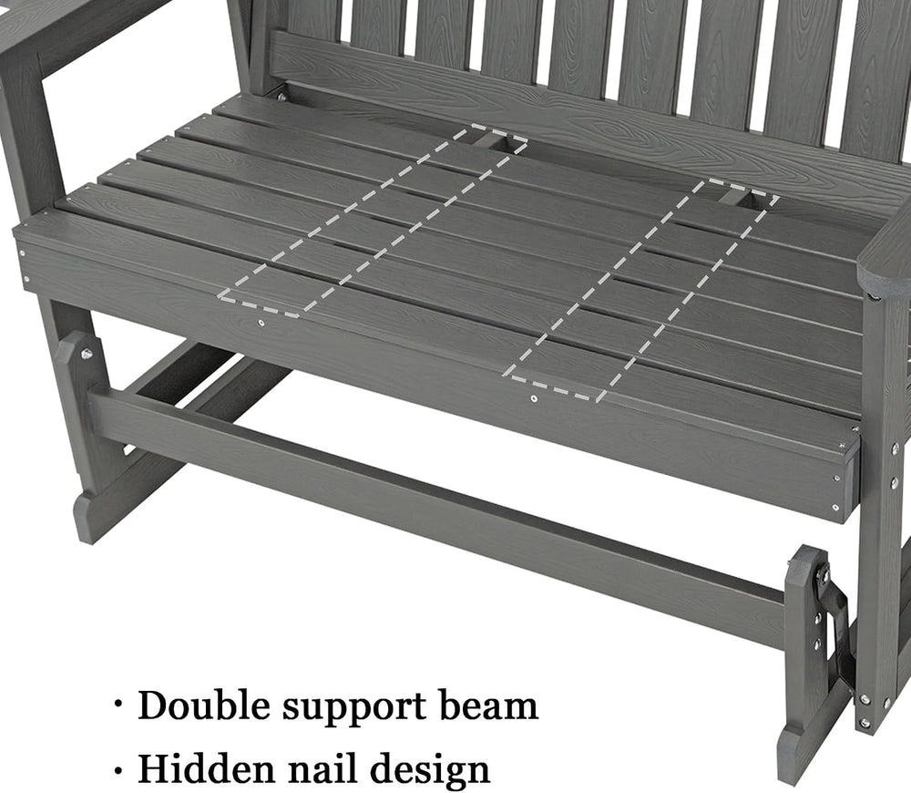 Poly Lumber Patio Glider, HIPS Material Weather-Resistant Swing Bench for Out...