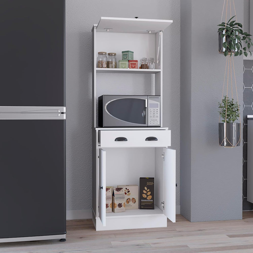 Apex Kitchen Pantry 66.3" H with Drawer, 2 Cabinets, and Microwave Stand...
