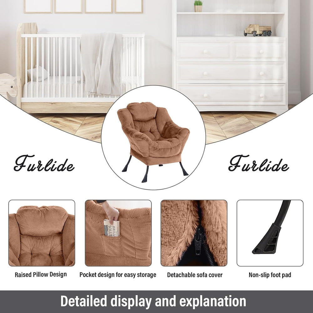 Lazy Chair with Ottoman, Reading Chair for Bedroom,Brown