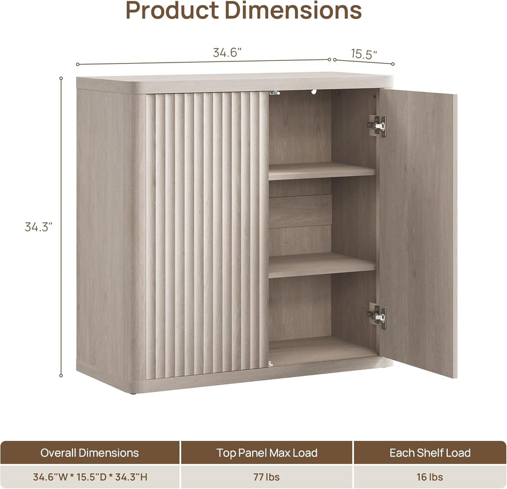 SICOTAS Buffet Cabinet with Storage 34.6" Sideboard Accent Modern Creden...