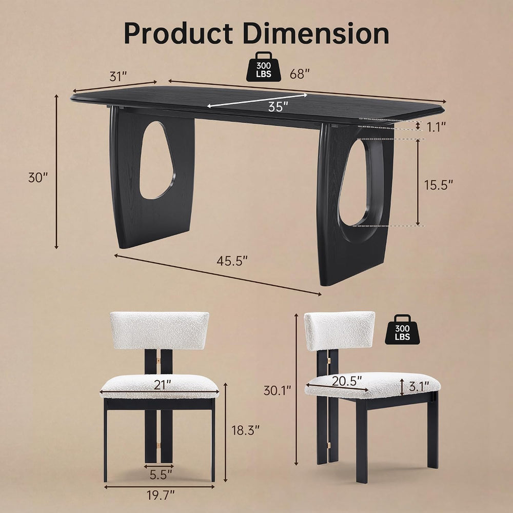 Morden Fort Modern Dining Table Set for 6, 68'' Rectangle Dining Tabl...