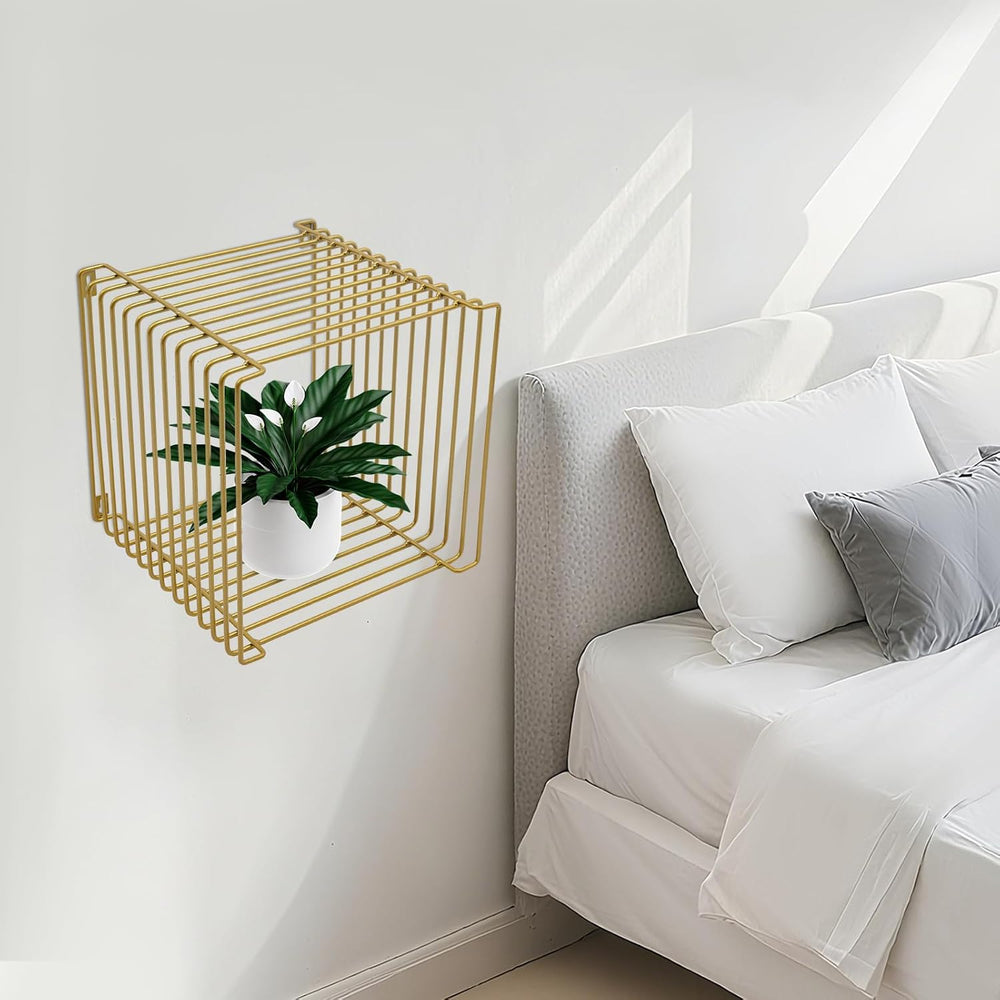 Square Geometry Retro Side Table Linear Metal End Table, Multi-Purpose Accent...