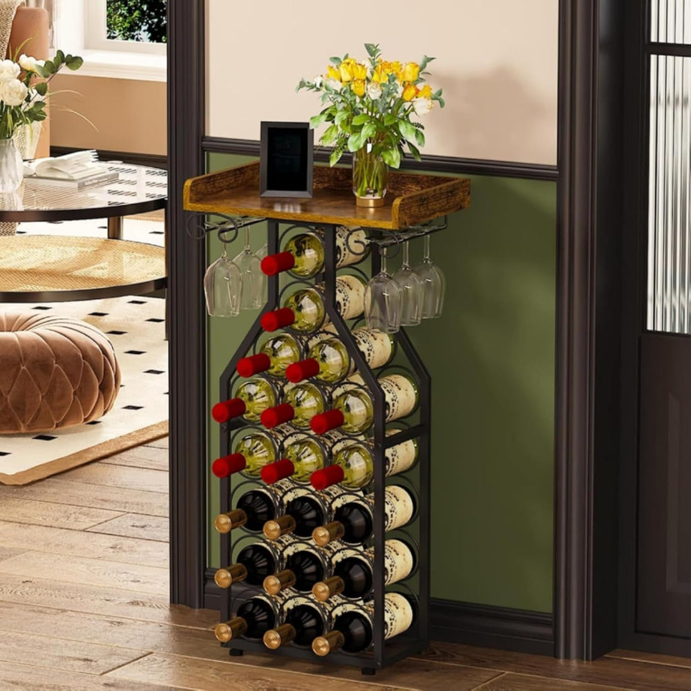 Industrial Floor Beverage Rack | beverage Rack with Glass Holder, Space-Savin...