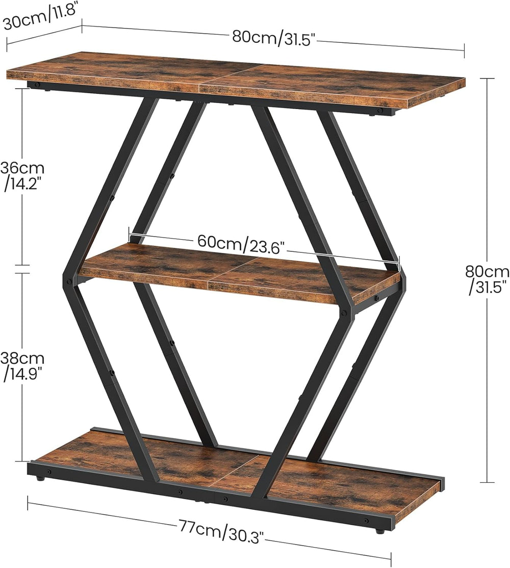 CHOEZON 3-Tier Console Table, Entryway Table, Sofa Table with Open Shelves, D...