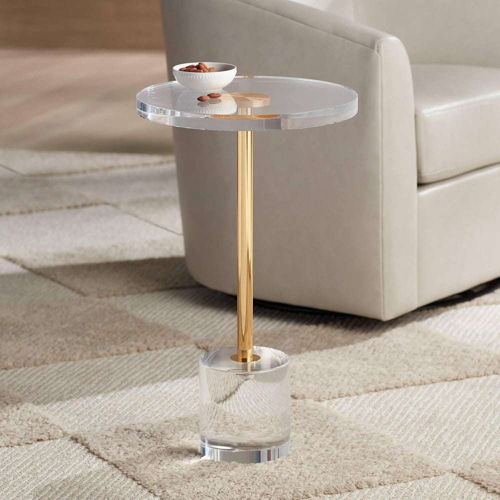 Studio 55D Callie 14" Wide Gold and Clear Acrylic Round Side Table
