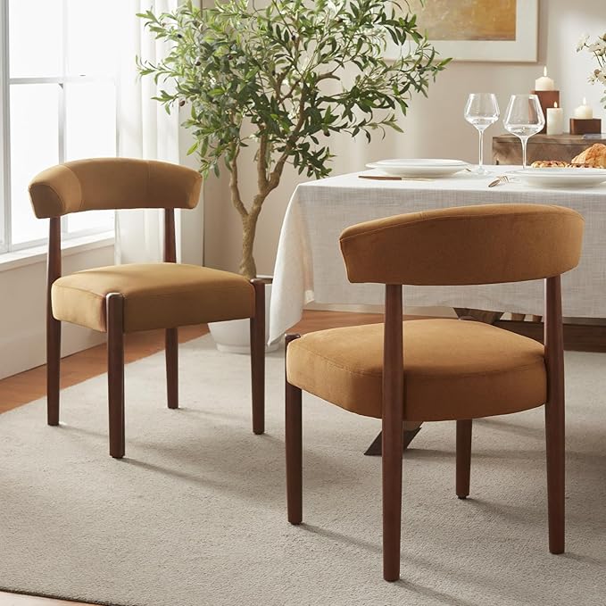 VKNOW Wooden Dining Chairs Set of 2, Modern Upholstered Dining Room Chairs wi...