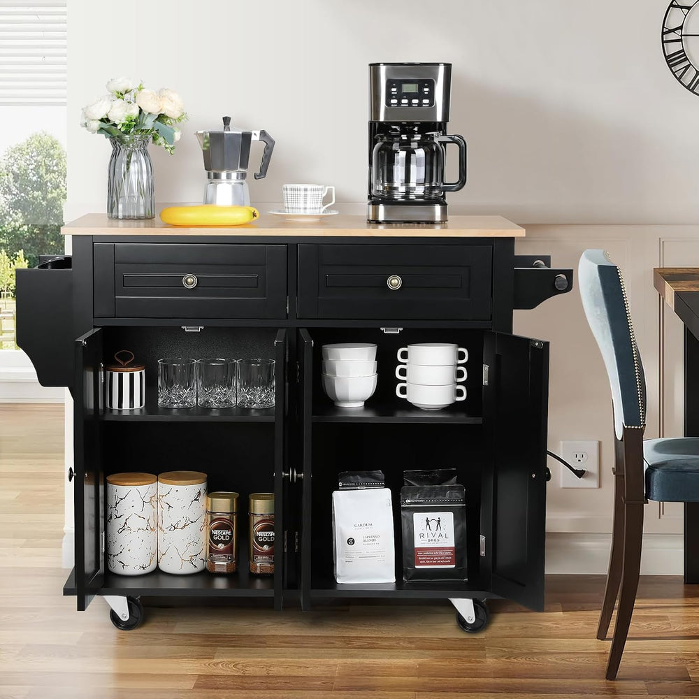 VOWNER 43" W Kitchen Island with Drop Leaf, Rolling Kitchen Island with ...