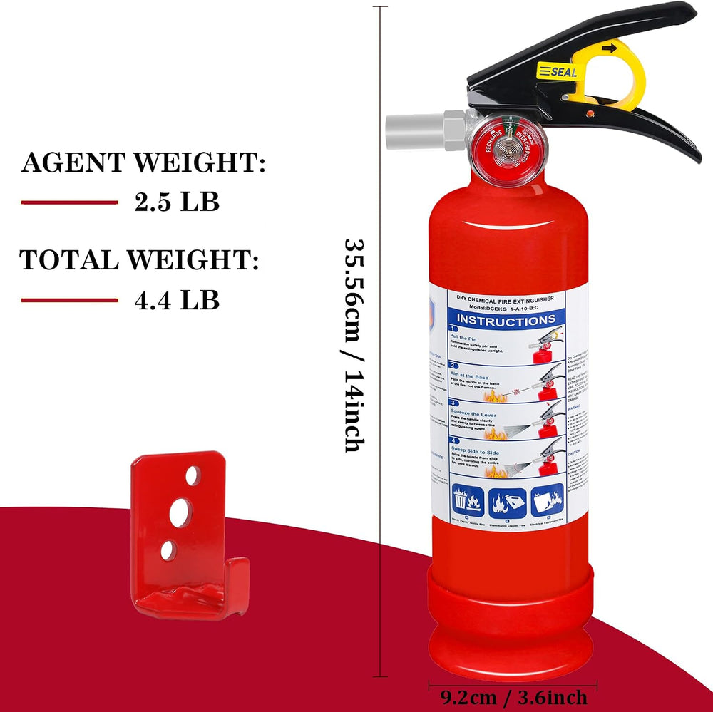 6-Pack Fire Extinguisher for Home, 2.5 lb 1-A:10-B:C Rated Dry Chemical Fire ...