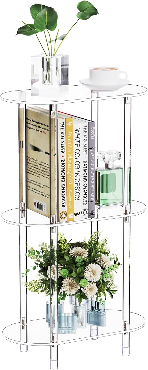 Clear Acrylic Narrow Side Table for Small Spaces, 15.75" L x 7.87" ...