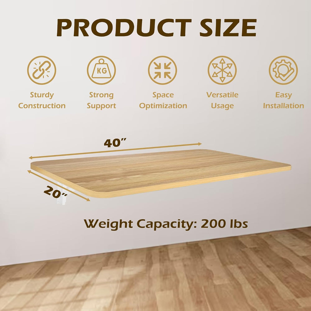 Laundry Folding Table, 40'' x 20'' Wooden Wall Mount Desk, La...
