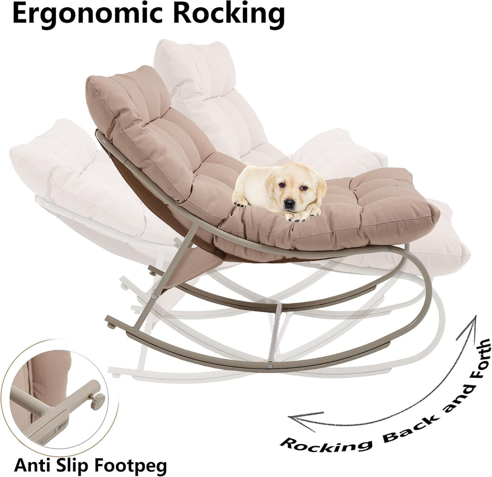 Outdoor Rocking Chairs Set of 2, Modern Papasan Rocking Chairs with Cushions,...