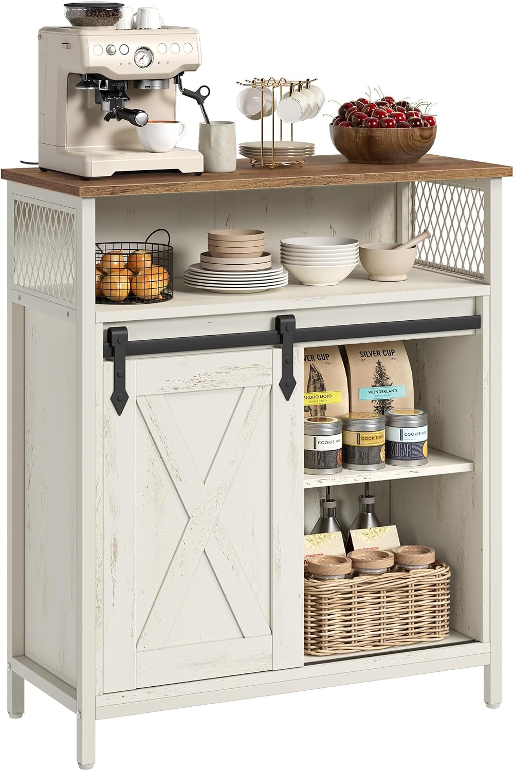 VASAGLE Buffet Cabinet, Coffee Bar Storage Cabinet, Sideboard with 1 Sliding ...
