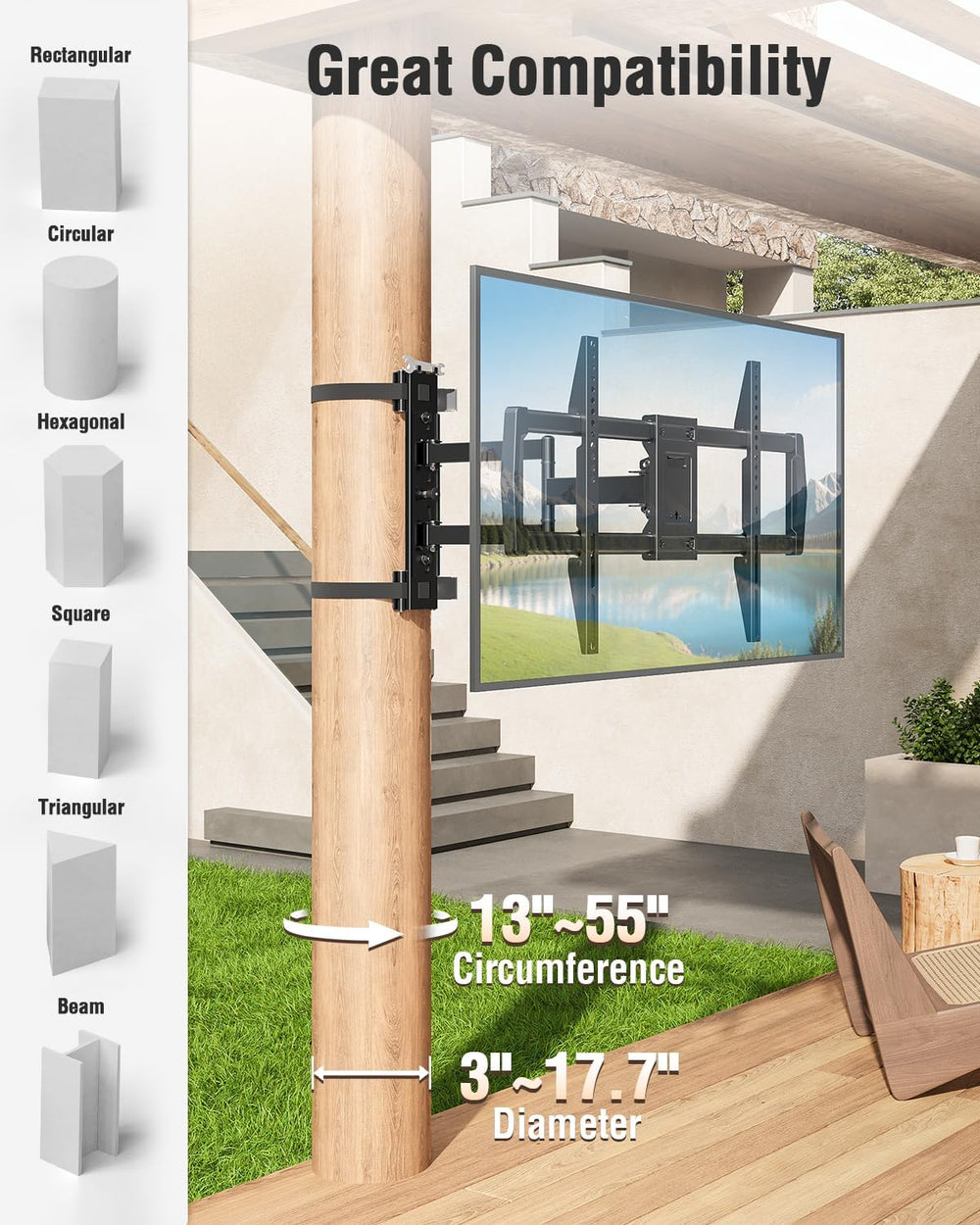 ELIVED Pillar TV Mount for Most 32"-75" TVs, Column TV Mount for Ga...