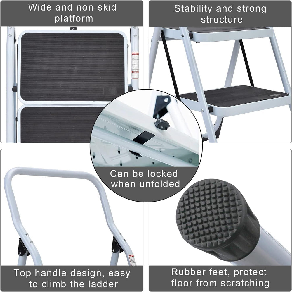 SOLADDER 1-Step Ladder Folding Step Stool with Anti-Slip Sturdy and Wide Peda...