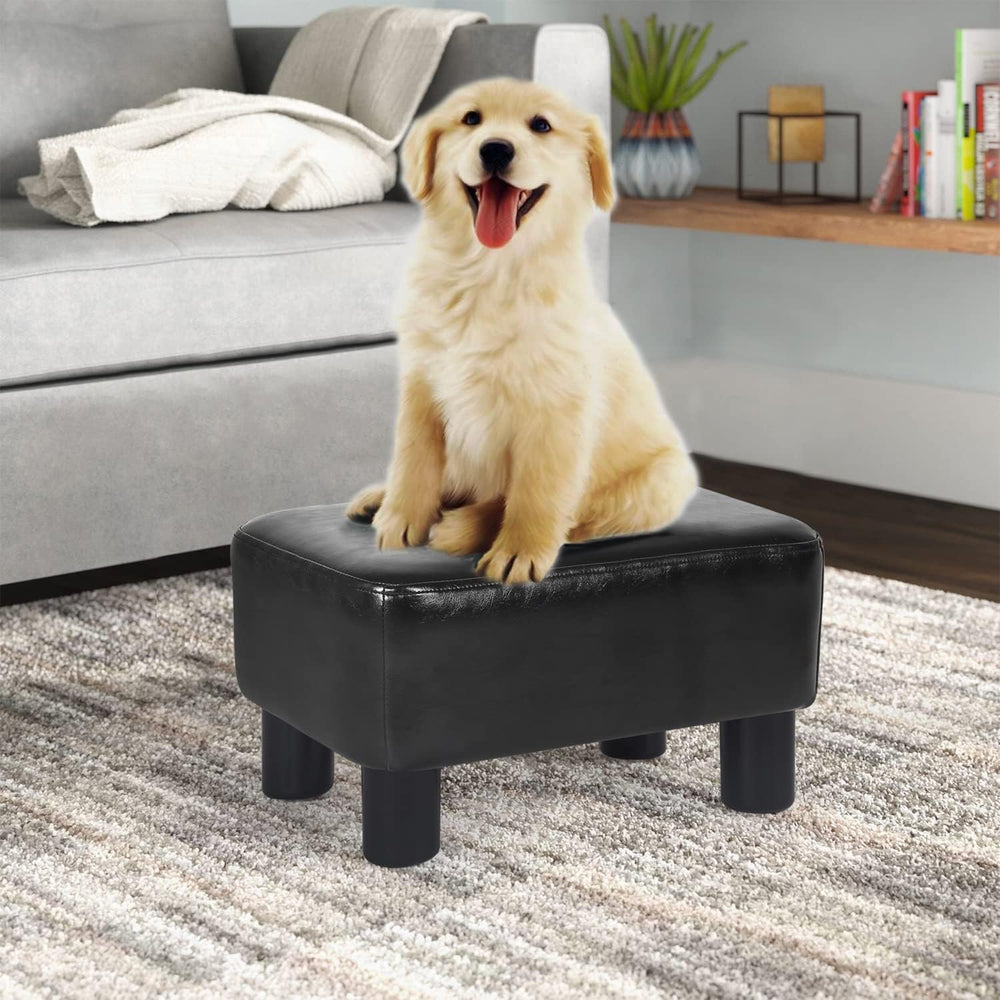 Homebeez 16" Small Footstool PU Leather Ottoman Footrest Modern Home Liv...