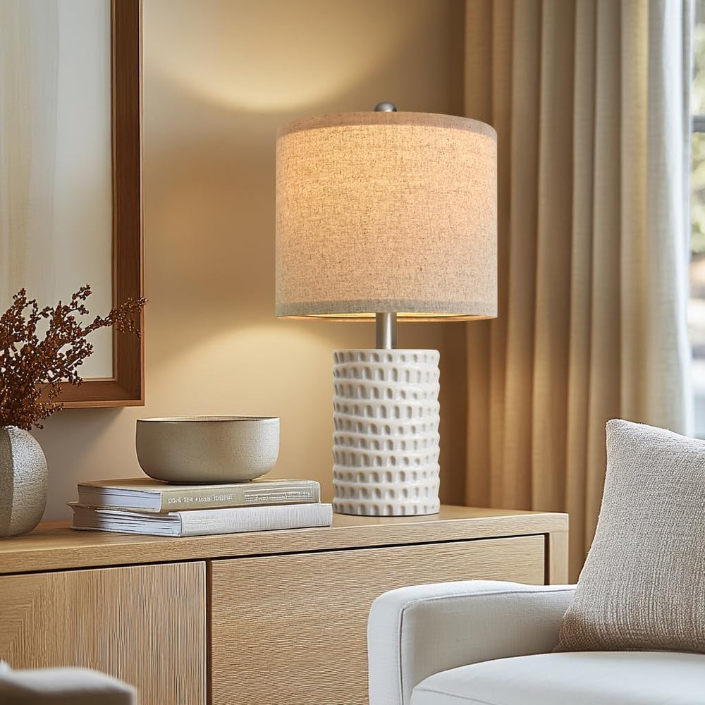 18.25" Modern Accent Ceramic Table Lamps Set of 2 for Bedroom White