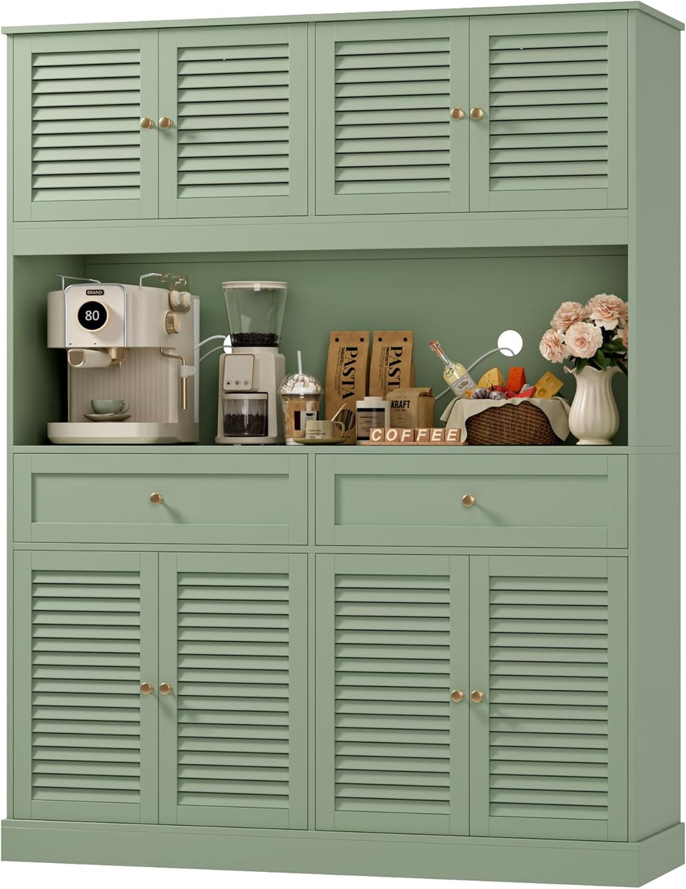 HIFIT 71“HX55“W Large Pantry Cabinet for Food Storage, Farmhouse Kitchen Hutc...