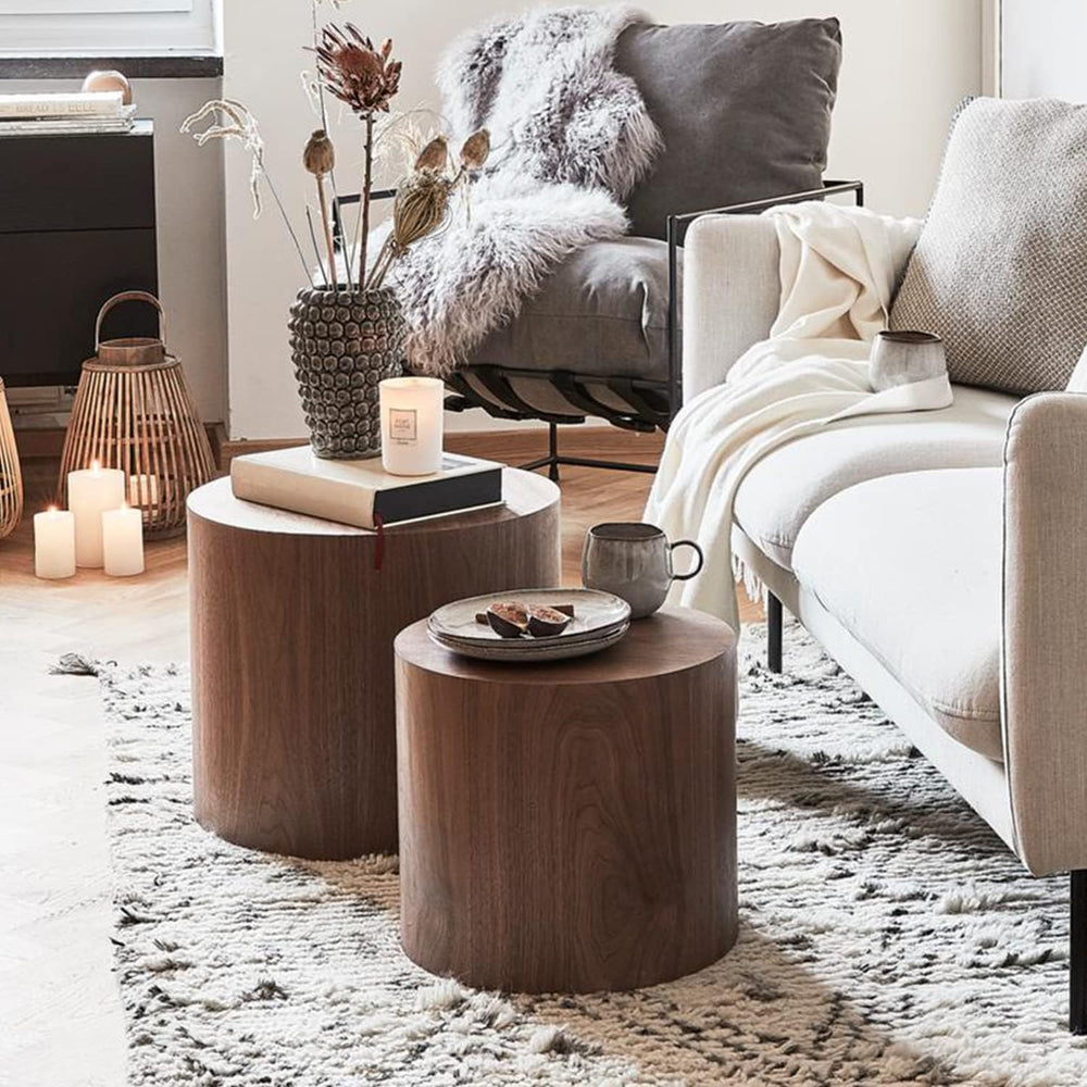 Modern Coffee Nesting Side End Table Set of 2, Small Round Circle Midcentury ...