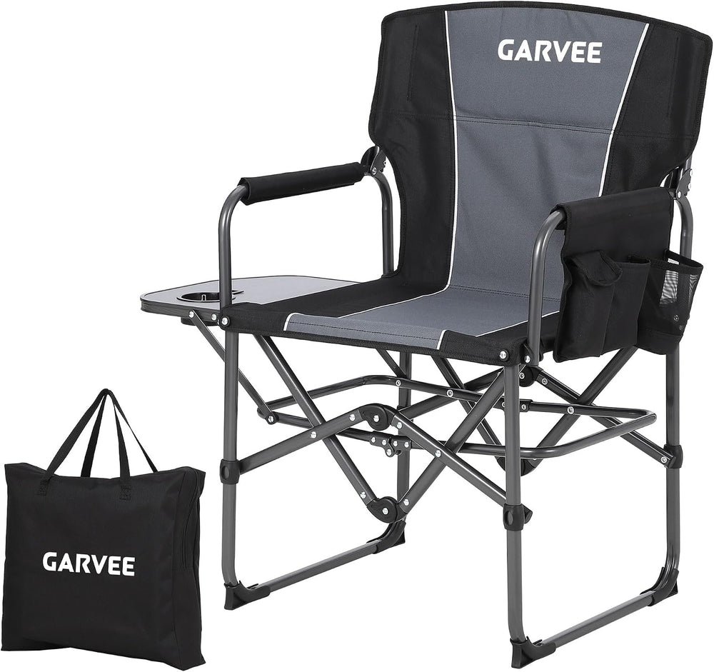 GarveeLife Oversized Directors Camping Chair Support 330 lbs, 1 PCS Black