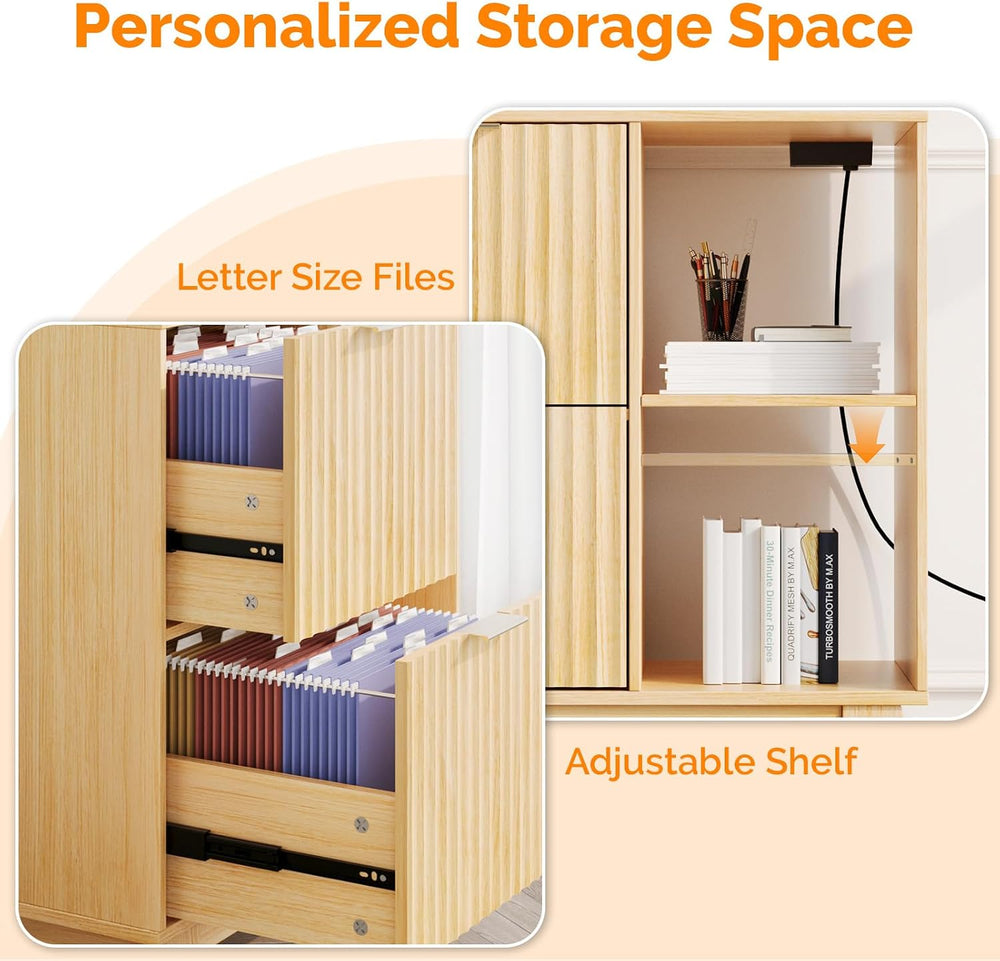 VINGLI Tall 2 Drawer File Cabinet with Adjustable Shelves, Home Office Filing...