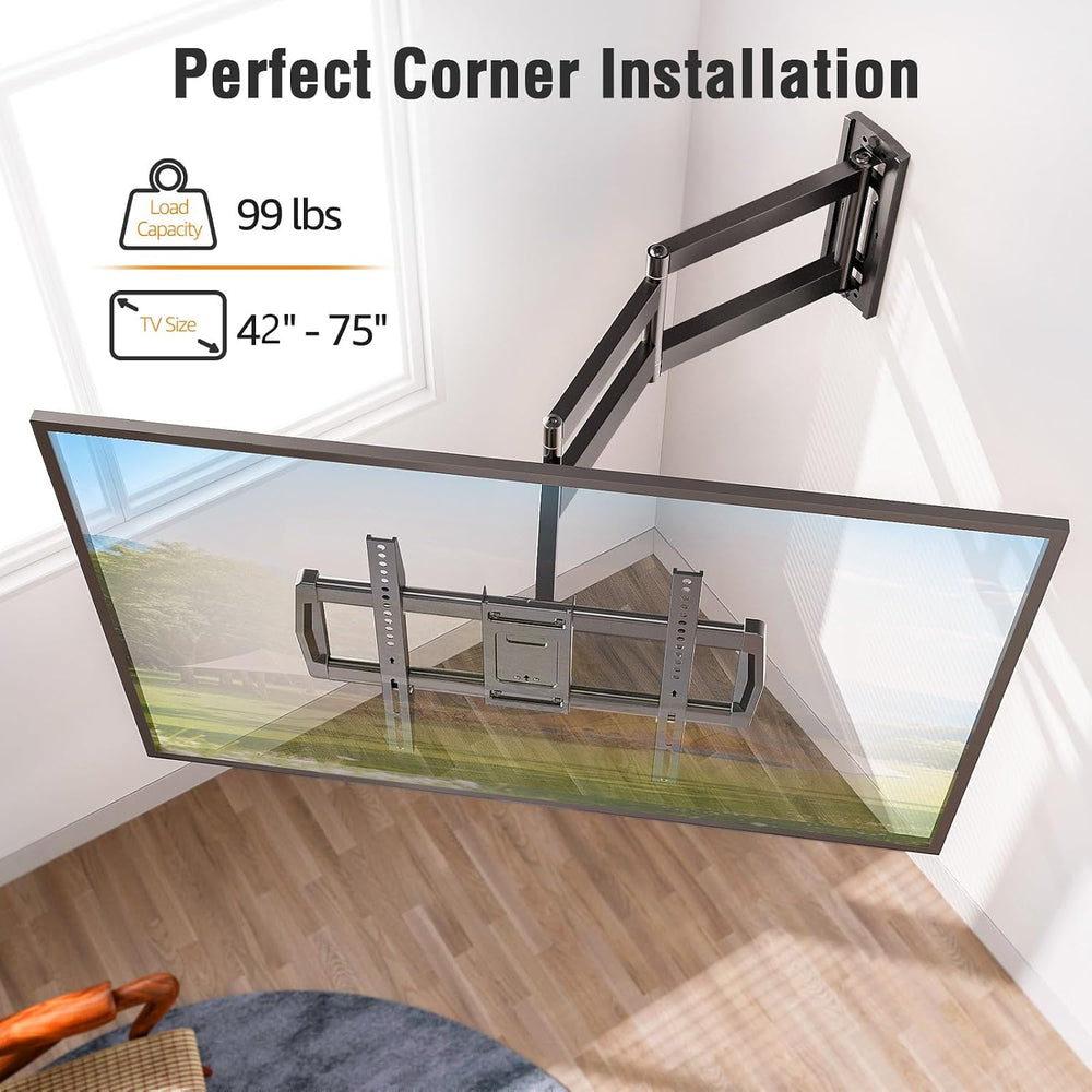 37.9" Long Arm TV Wall Mount for 42-75 Inch TV, Full Motion Swivel and T...