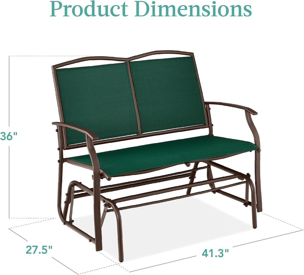 Best Choice Products 2-Person Outdoor Patio Swing Glider Steel Bench Loveseat...