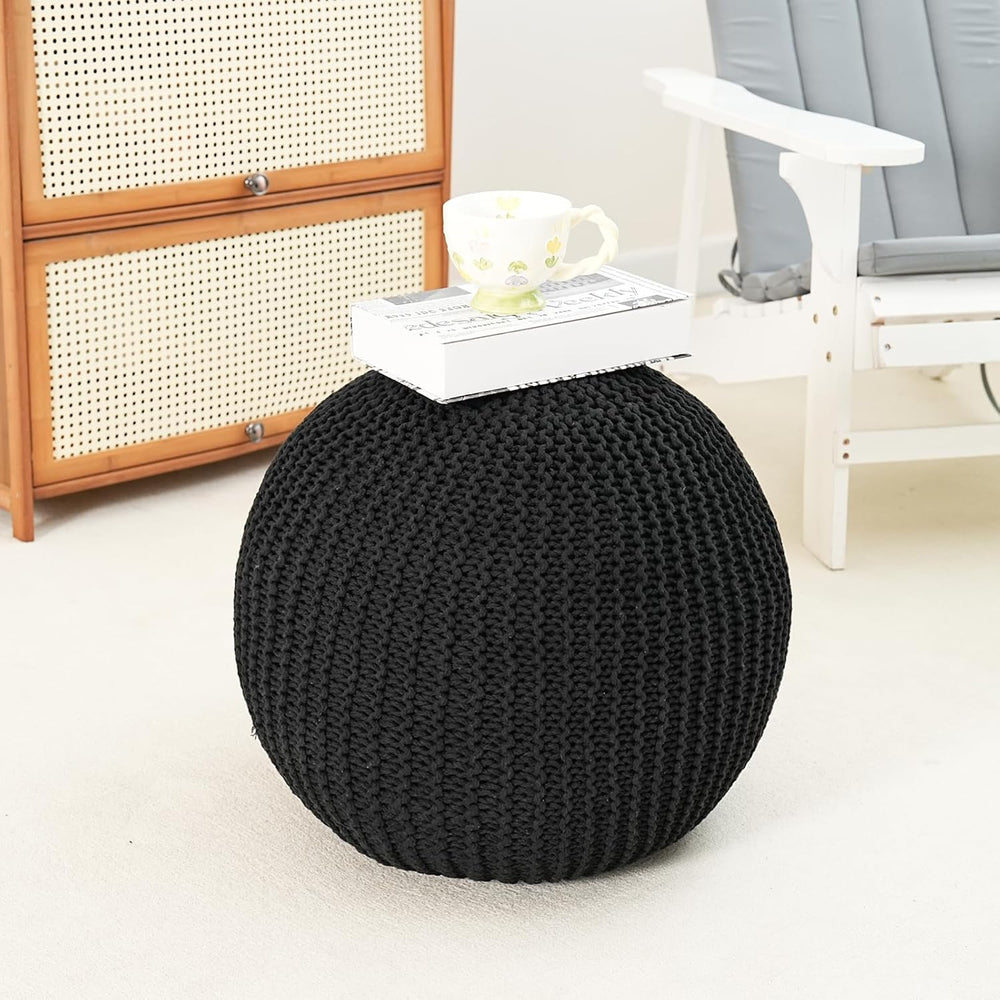 Pouf Ottoman Stuffed Round Modern Foam Filled Foot Rest Poufs for Living Room...