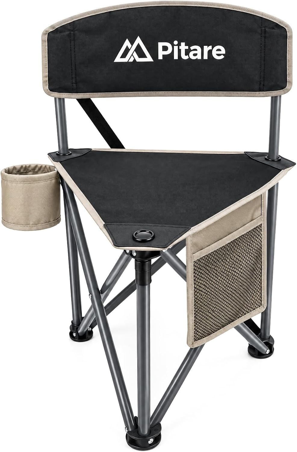 Tripod Camping Chair with Backrest, Folding Outdoor Stool